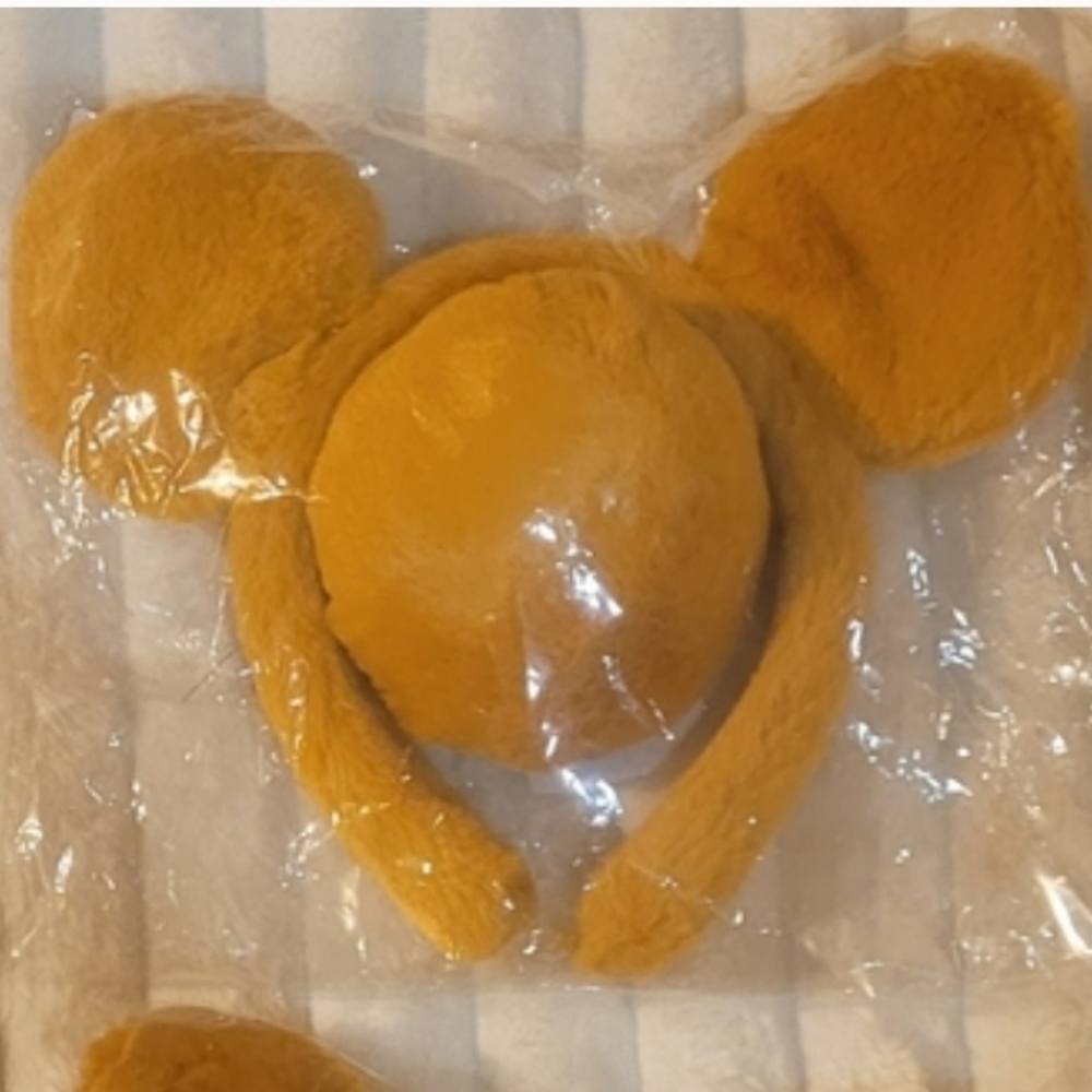 Cute Fuzzy Saffron Yellow Bear Ear Headband And Pom Tail, Inspired By Pooh, OS